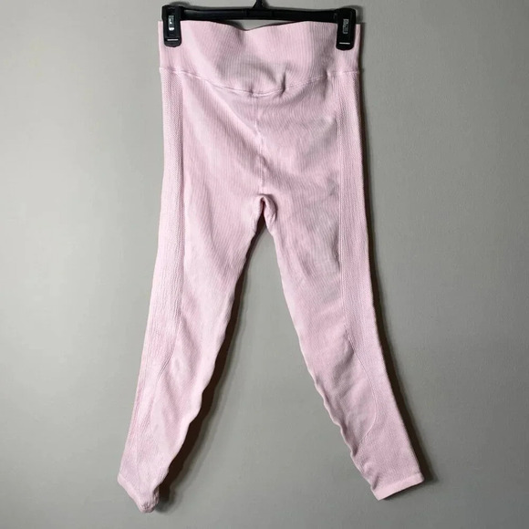 FP Movement Free People Women's M/L Ribbed Stretch Workout Leggings Baby Pink - Picture 9 of 13